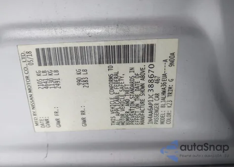 2018 Nissan Maxima 3.5 Platinum из США, поврежденный, VIN 1N4AA6AP1JC388670